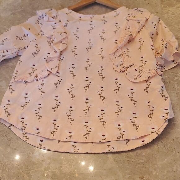 Gap Floral linen ruffled blouse size xs - Picture 4 of 4